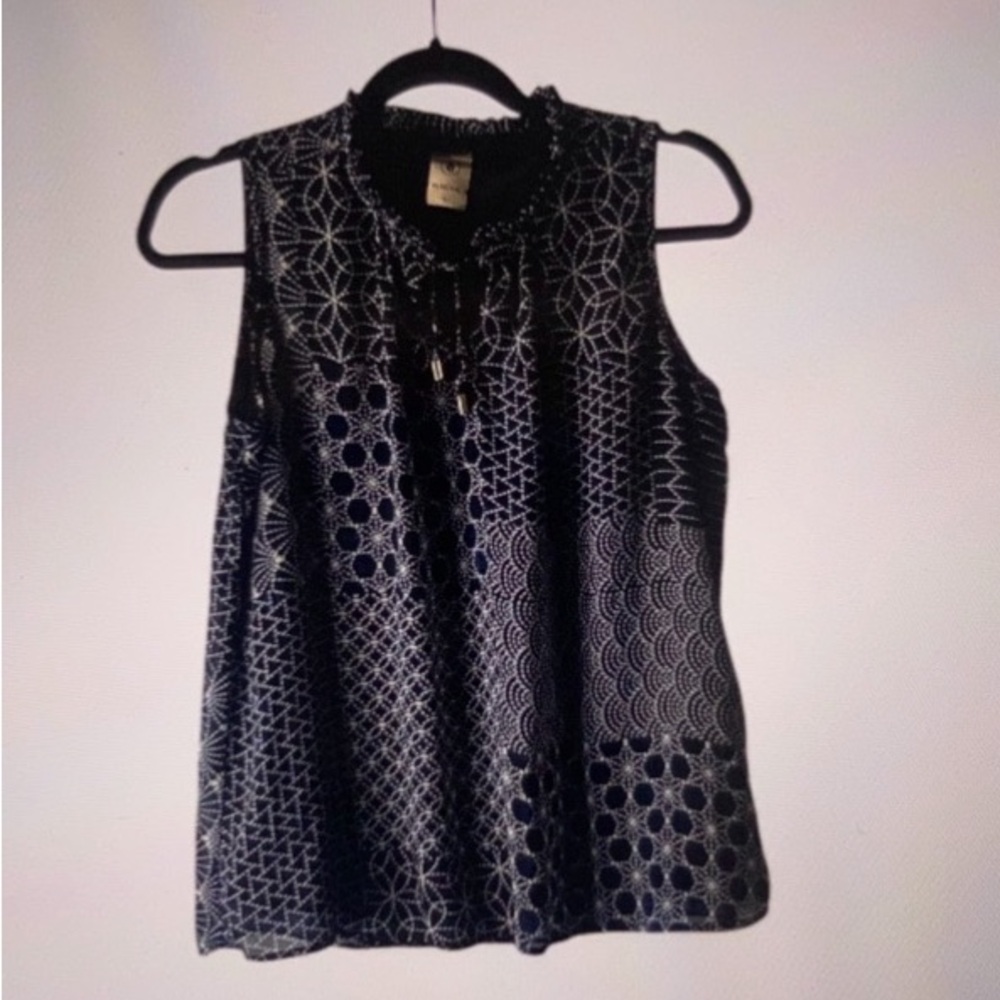 MINERAL - NAVY BLUE WITH WHITE DESIGN BLOUSE**BB3